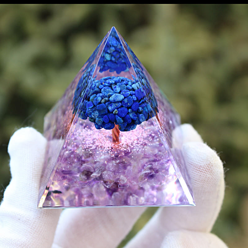 Olivenorma Lapis Lazuli Améthyste Arbre de Vie Orgone Pyramide
