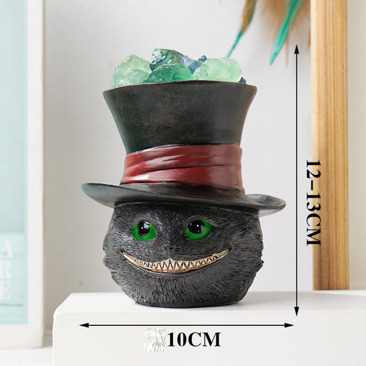 Lampe en cristal avec chapeau en fluorite naturelle Olivenorma pour chat noir