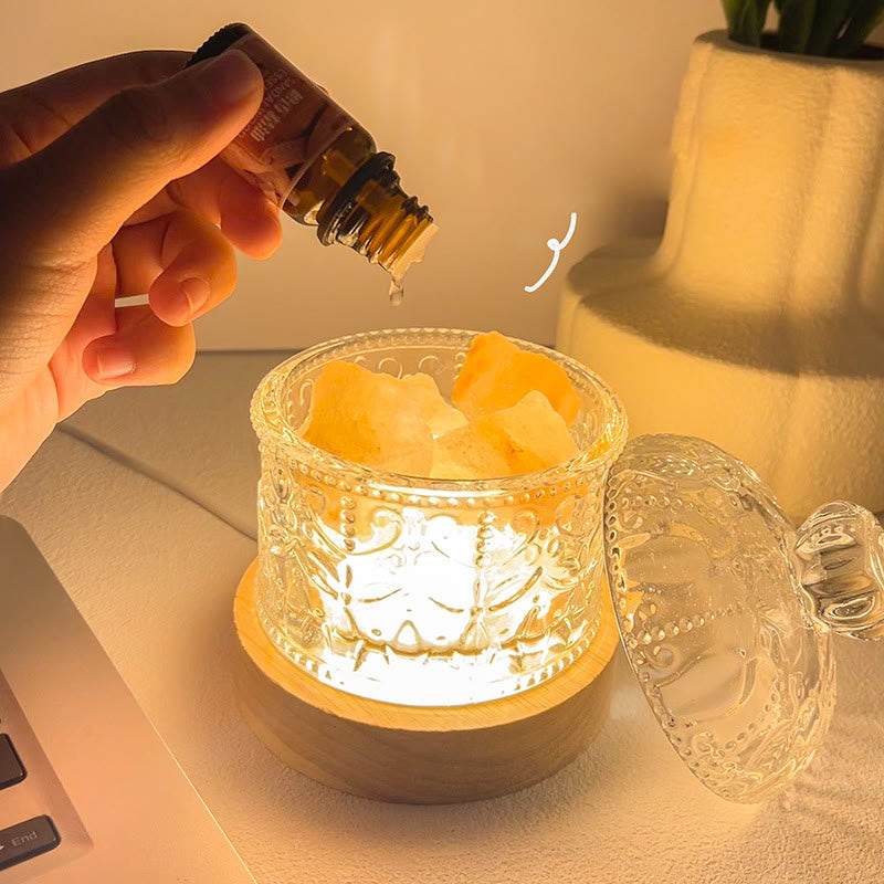 Lampe d'aromathérapie en cristal avec diffuseur en pierre sculptée Olivenorma