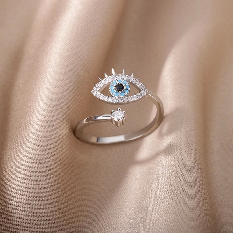 Bague ajustable Olivenorma Evil Eye en diamant