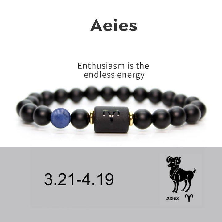 Bracelet homme en onyx noir naturel avec signe du zodiaque Olivenorma