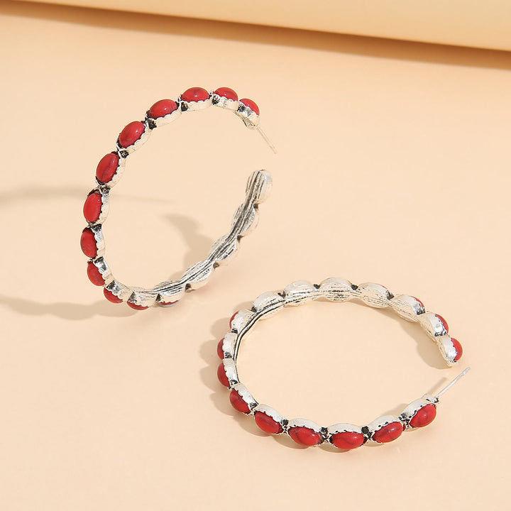 Boucles d'oreilles créoles Olivenorma en turquoise naturelle C
