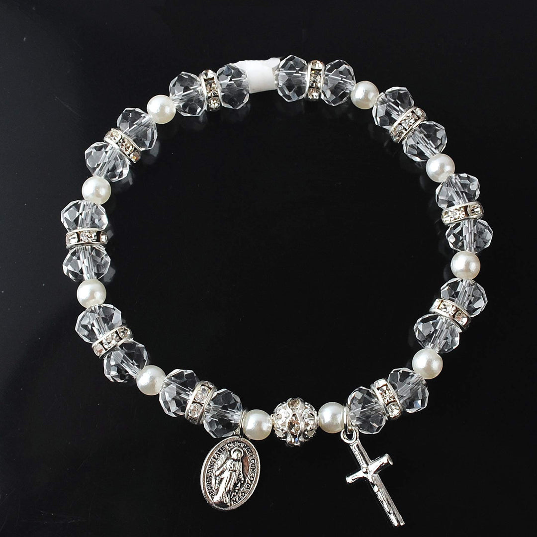 Bracelet Croix Chrétienne en Cristal à Facettes Olivenorma