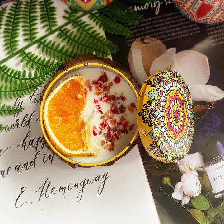 Bougie d'aromathérapie aux fleurs séchées naturelles