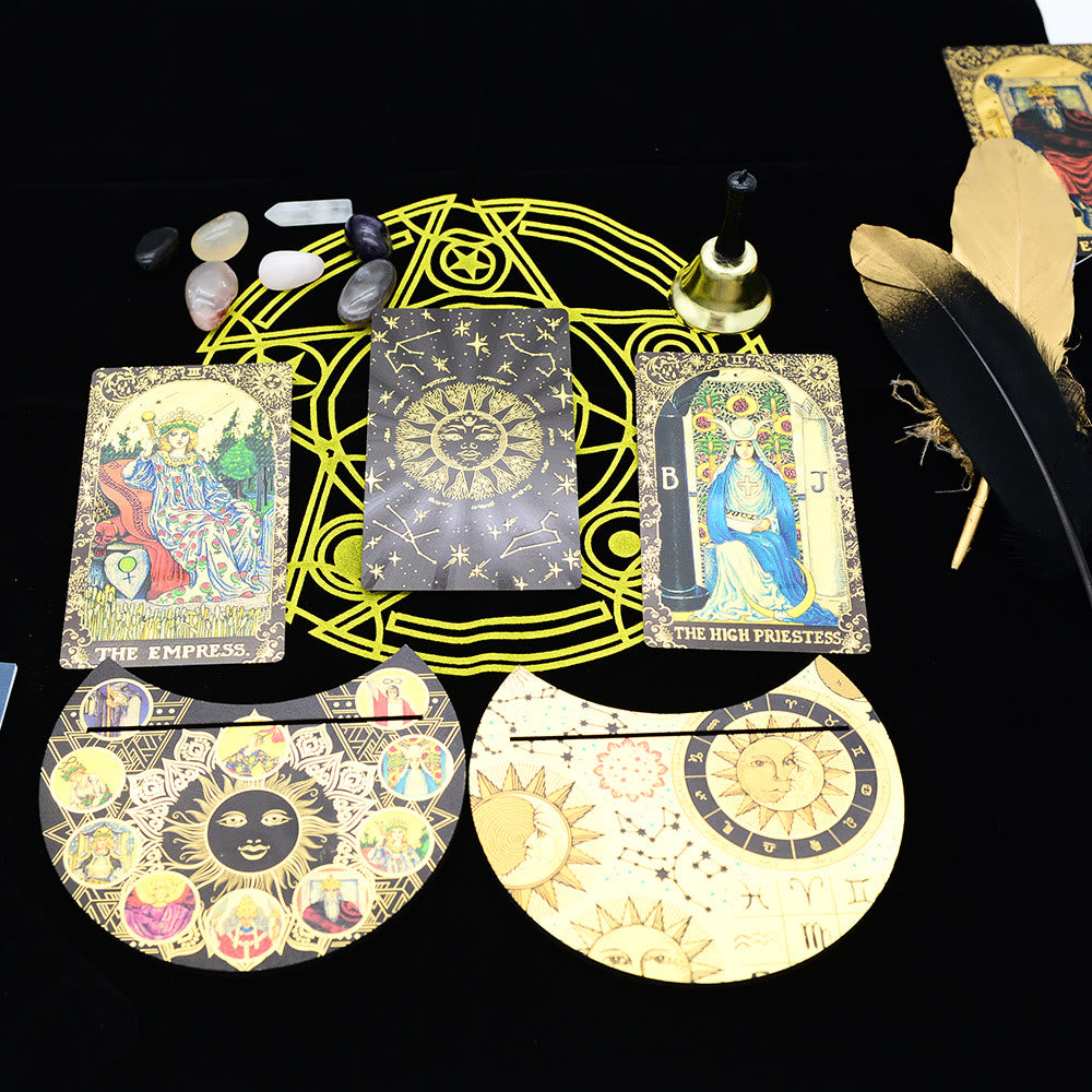 Coffret de divination en feuille d'or avec kit complet de cartes de tarot Olivenorma