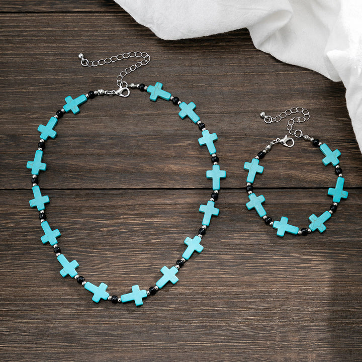 Collier à brins croisés en turquoise Olivenorma