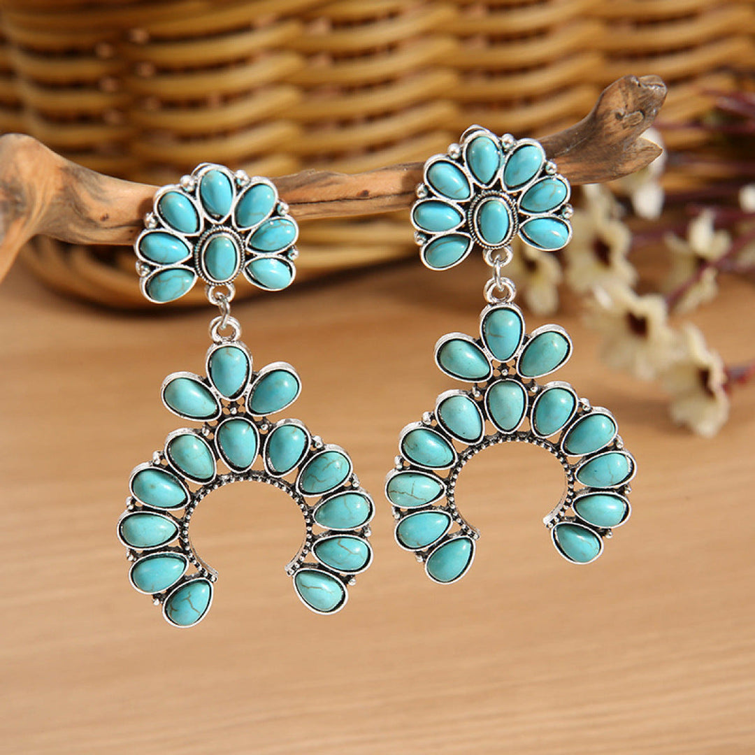 Boucles d'oreilles pendantes bohèmes en turquoise épaisse Olivenorma