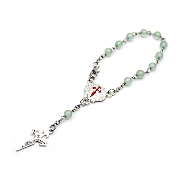 Bracelet chapelet et croix en aventurine verte Olivenorma