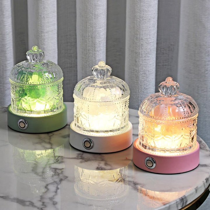 Lampe d'aromathérapie en cristal transparent amazonite et quartz rose Olivenorma