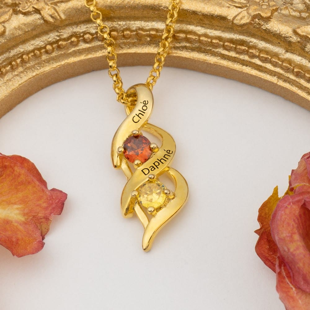 Collier personnalisé avec 1 à 6 gravures et pierres de naissance