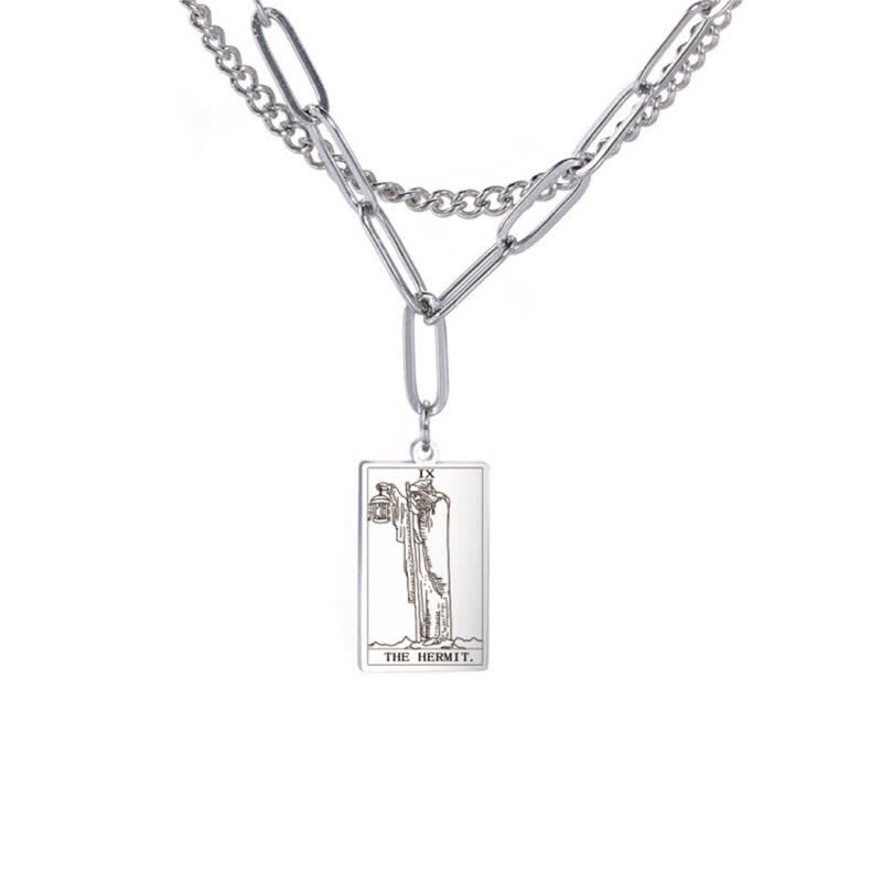 Collier à double chaîne avec carte de tarot Olivenorma