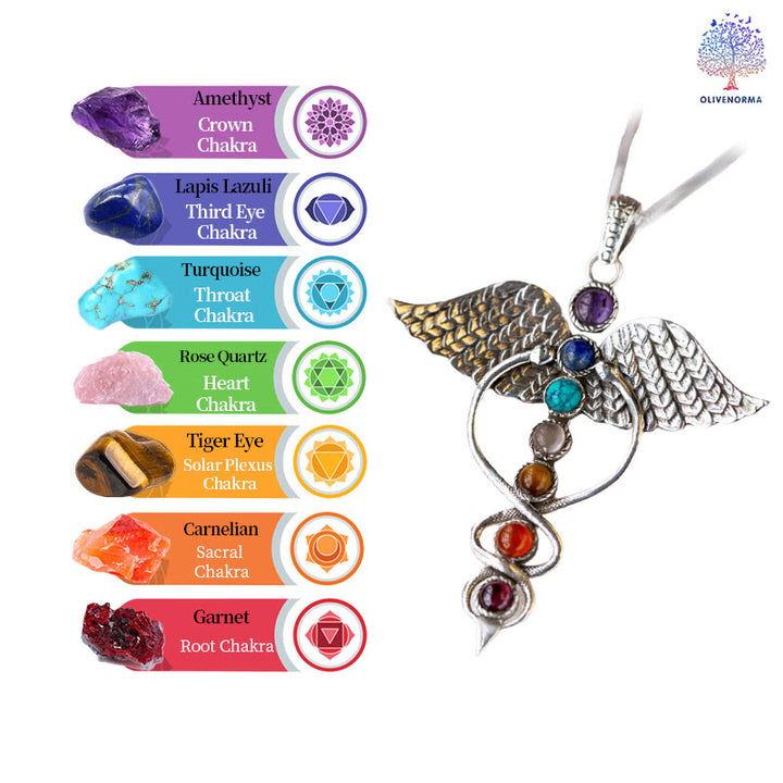 Collier de guérison des 7 chakras Olivenorma Wing