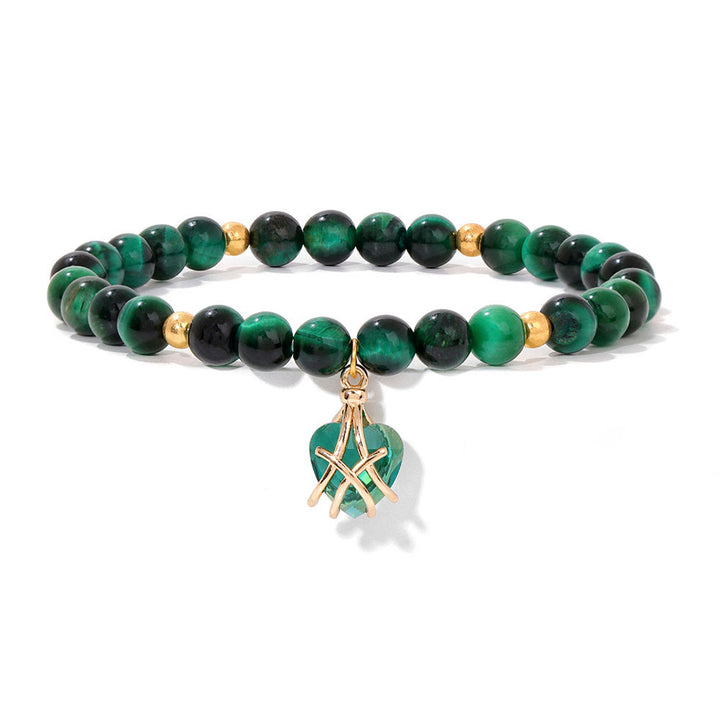 Bracelet à breloques en forme de cœur en pierre naturelle Olivenorma