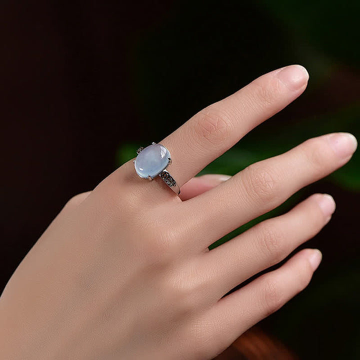 Bague positive en aigue-marine naturelle Olivenorma