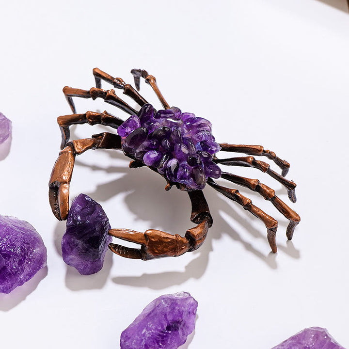 Ornement de crabe en gravier d'améthyste naturelle Olivenorma Décoration en pierres précieuses