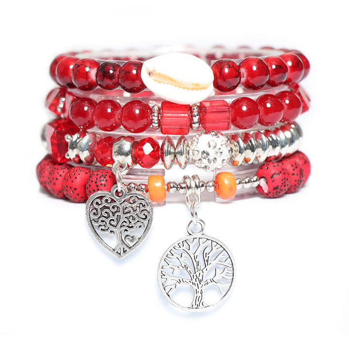 Ensemble de bracelets à perles avec pendentif en forme de cœur et arbre de vie Olivenorma