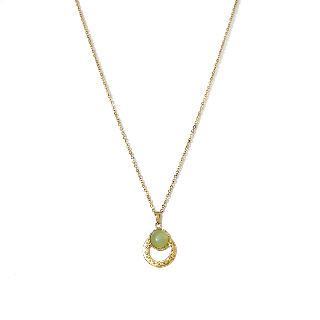 Collier pendentif ovale vert turquoise africain Olivenorma