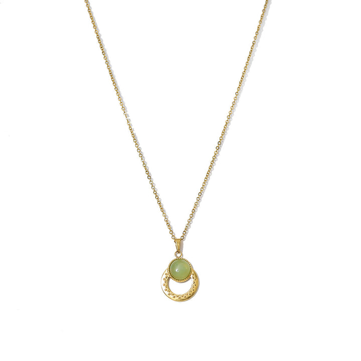 Collier pendentif ovale vert turquoise africain Olivenorma