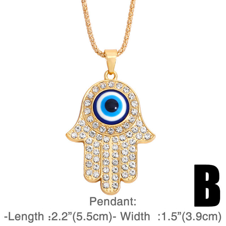 Collier avec pendentif en zircon HAMSA Evil Eye
