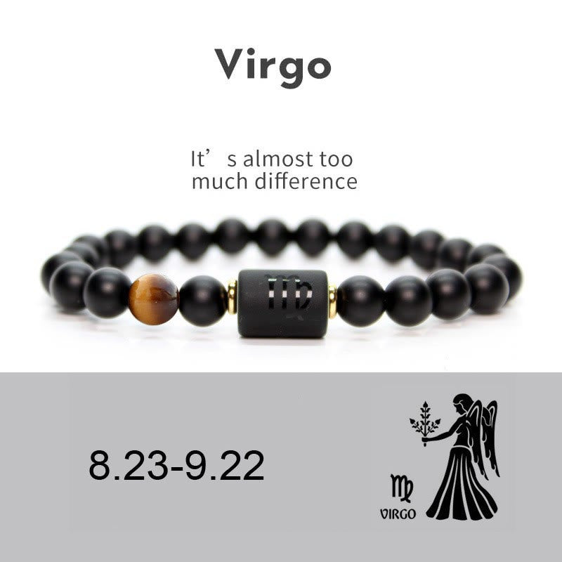 Bracelet homme en onyx noir naturel avec signe du zodiaque Olivenorma