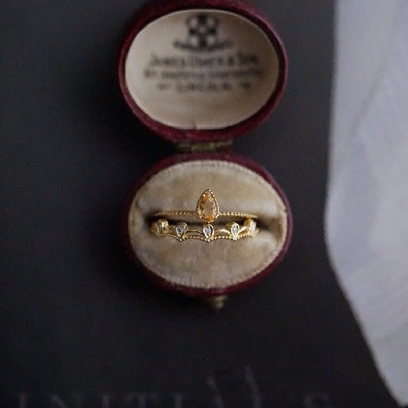 Bague ajustable en dentelle délicate avec zircon citrine Olivenorma