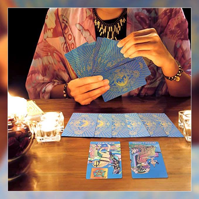 Cartes de tarot Olivenorma Green Blue Moon en feuille d'or