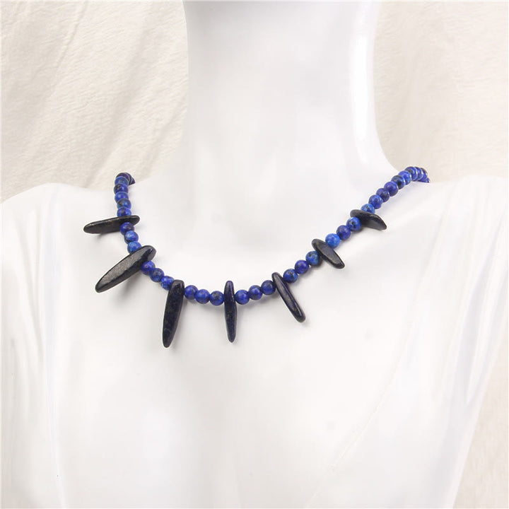 Collier bohème en pierre naturelle de défense Olivenorma avec perles de 4 mm