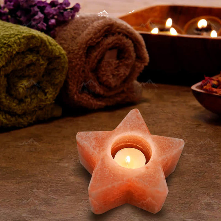 Bougeoir en forme d'étoile Olivenorma Lampe de sel rose de l'Himalaya