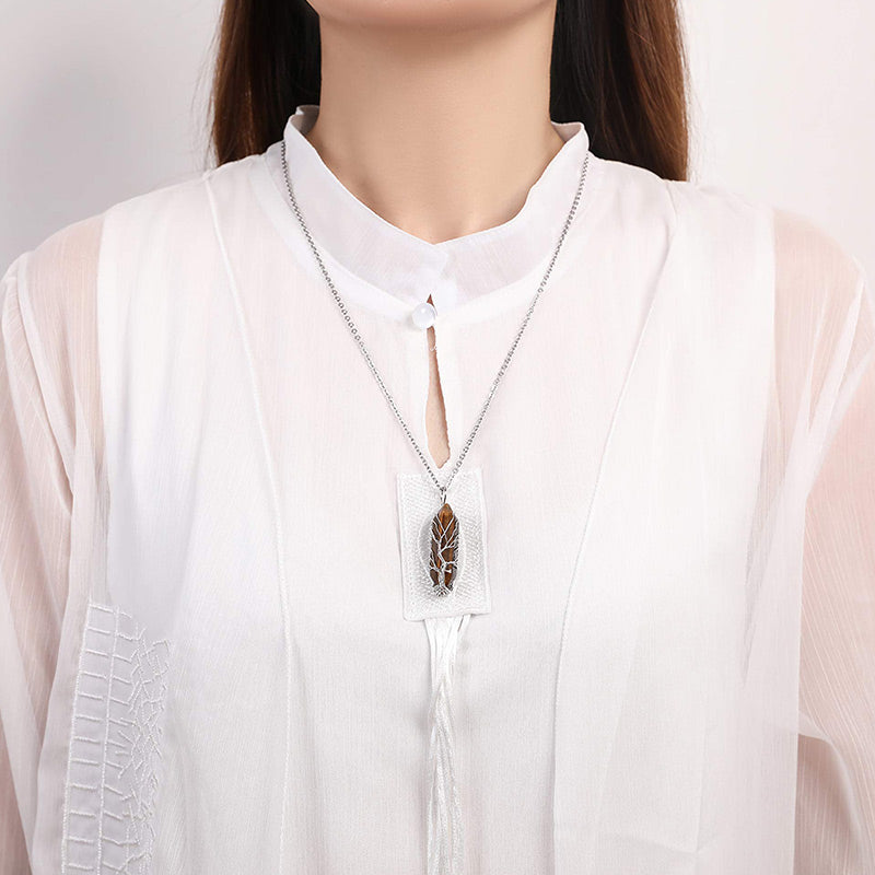 Collier en cristal Olivenorma avec pierres précieuses de l'arbre de vie