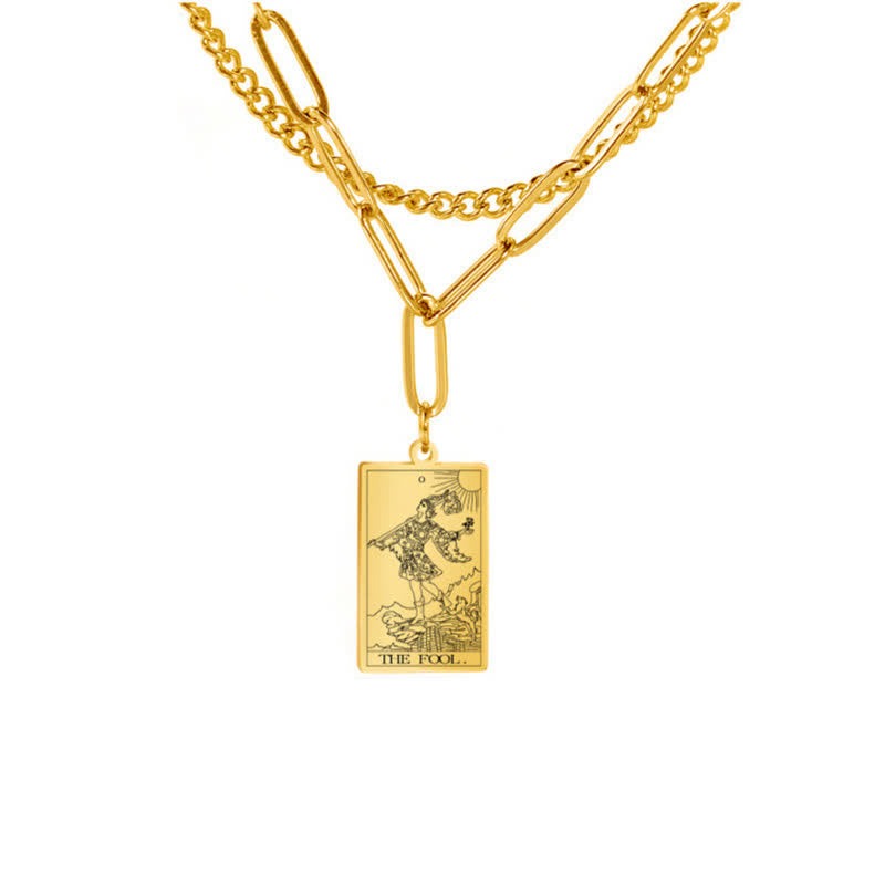 Collier à double chaîne avec carte de tarot Olivenorma