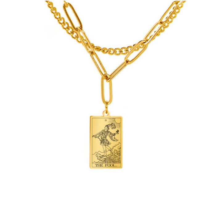 Collier à double chaîne avec carte de tarot Olivenorma