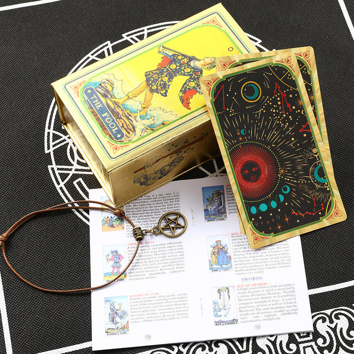 Cartes du jeu de tarot doré Olivenorma Bronzing Cosmic Red Sun