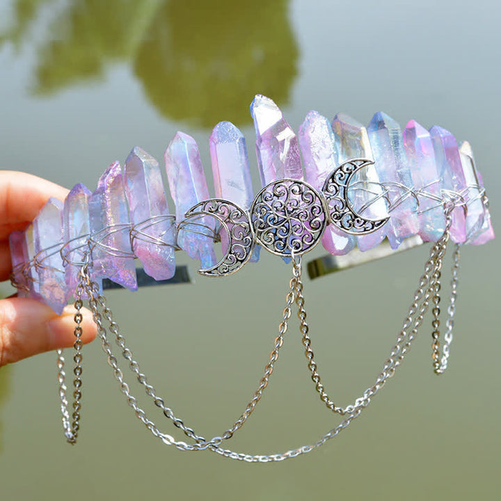 Couronne de cristal naturel de déesse de croissant de lune Olivenorma