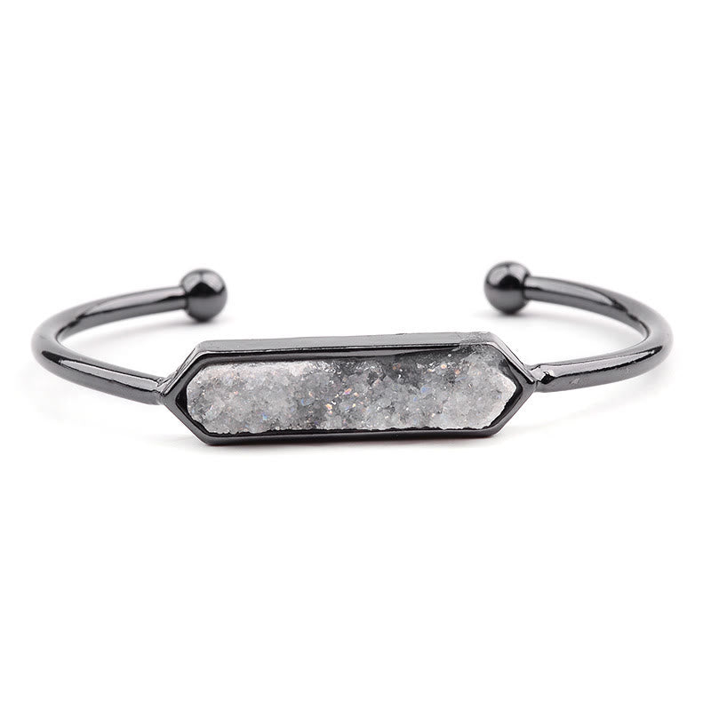 Bracelet manchette en cuivre et métal avec grappe de cristaux naturels Olivenorma