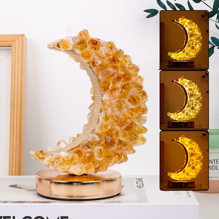 Lampe en cristal de lune en fluorite bleue et améthyste Olivenorma