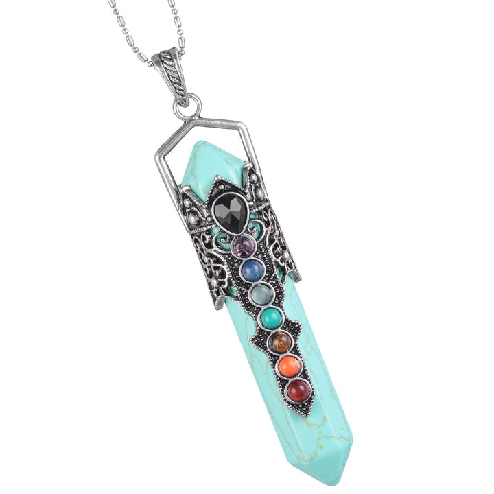 Collier ras du cou avec pendentif en forme de colonne hexagonale en cristal Olivenorma