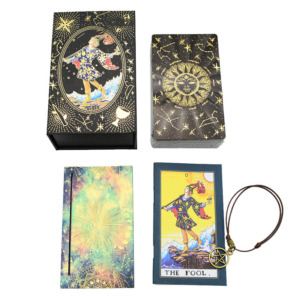 Cartes du jeu de tarot doré Olivenorma Black Gold Waite Foil