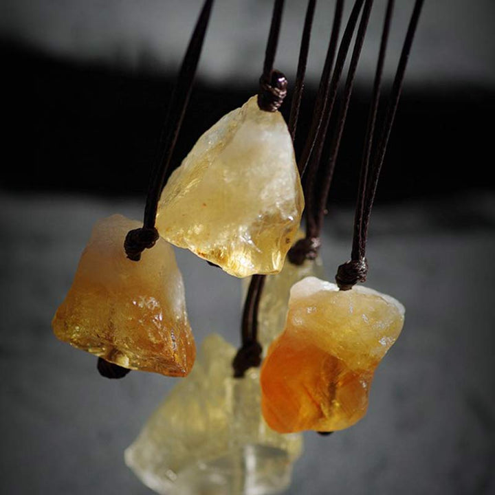 Collier de pierres précieuses de prospérité en citrine naturelle