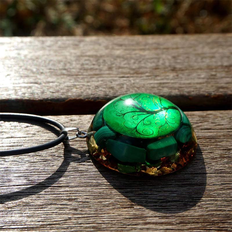 Collier Arbre de vie en malachite naturelle Olivenorma