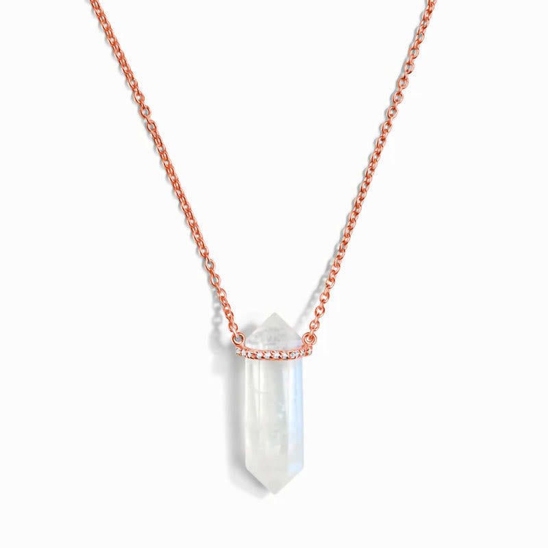 Collier en quartz transparent hexagonal Olivenorma en argent et or rose