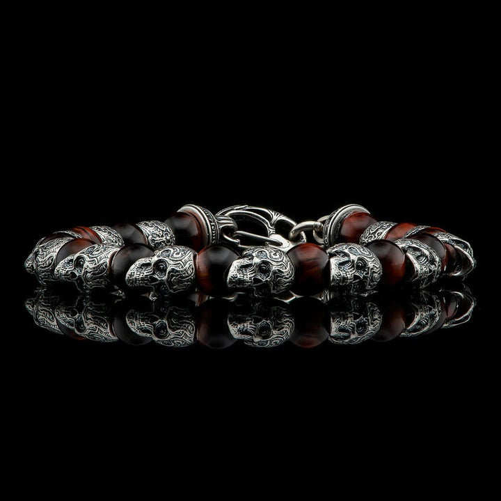 Bracelet Olivenorma en acier inoxydable fait main avec œil de tigre naturel