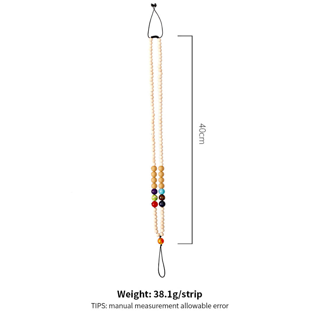Sangle de téléphone en perles de bois faites à la main avec cordon en cristal naturel Olivenorma