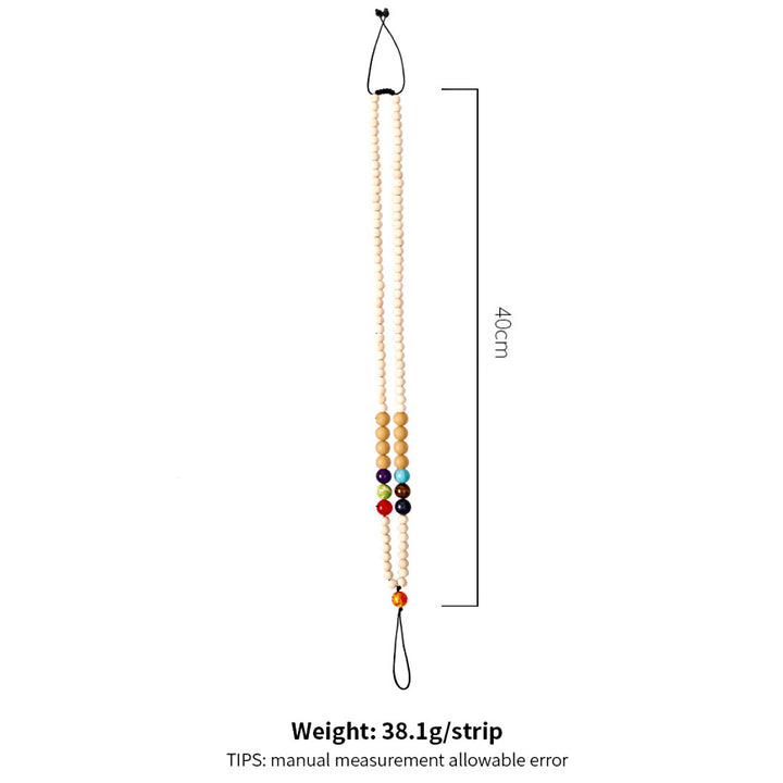 Sangle de téléphone en perles de bois faites à la main avec cordon en cristal naturel Olivenorma