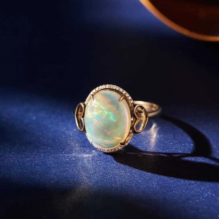 Bague ajustable Olivenorma Big Opal Side Love Design
