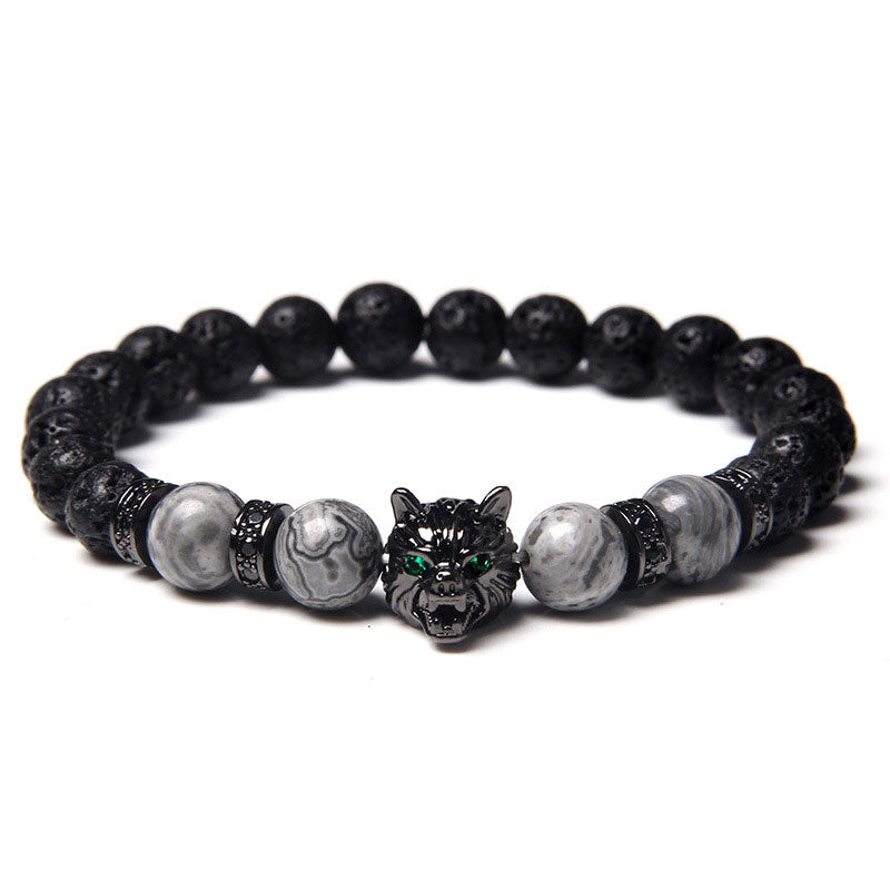 Bracelet Loup Oeil de Tigre Gris Olivenorma