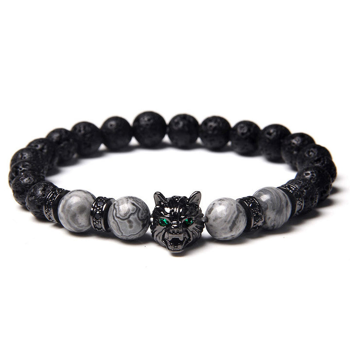 Bracelet Loup Oeil de Tigre Gris Olivenorma