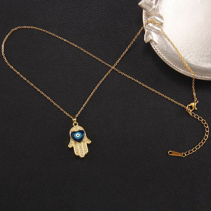 Collier Hamsa avec mauvais œil « Bonne fortune » Olivenorma
