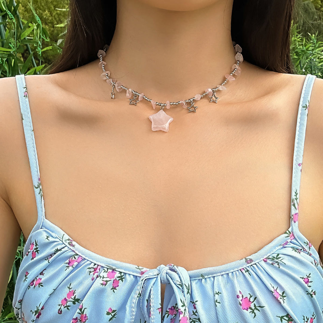 Collier ras du cou à pampilles en cristal et étoile de Bohême Olivenorma