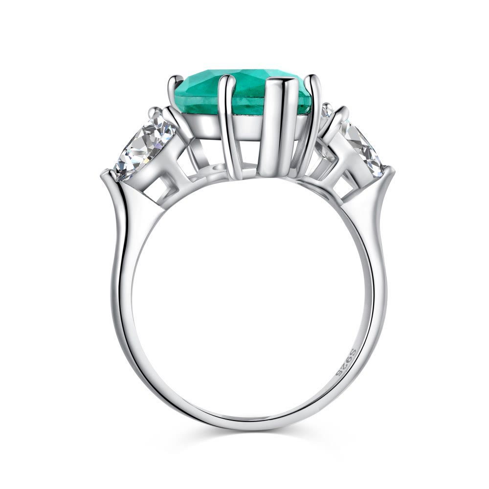 Bague exquise en zircon blanc et tourmaline Paraiba Olivenorma