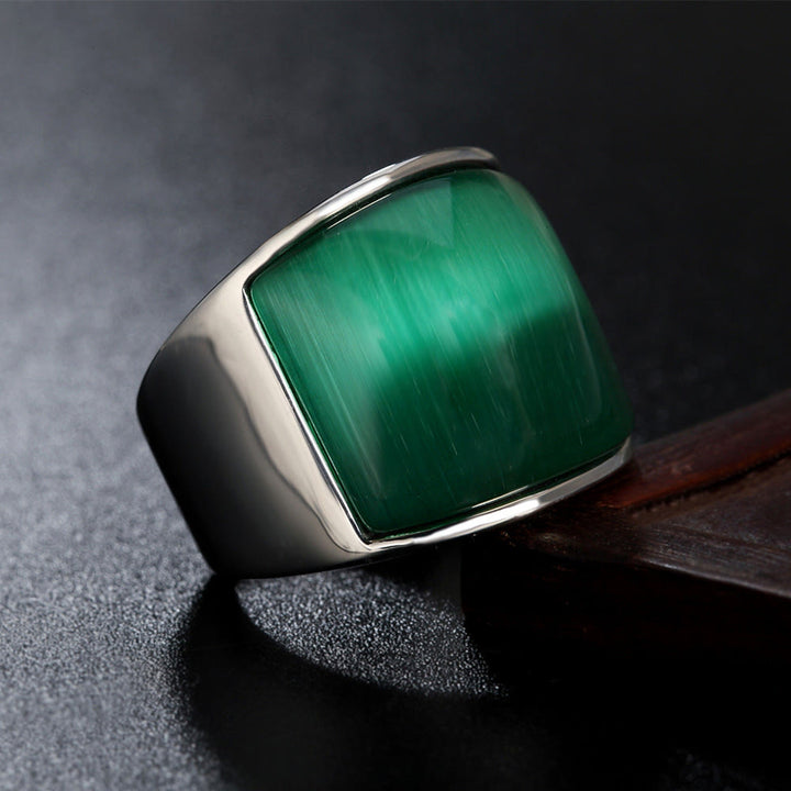 Bague en acier titane avec pierres précieuses naturelles Olivenorma